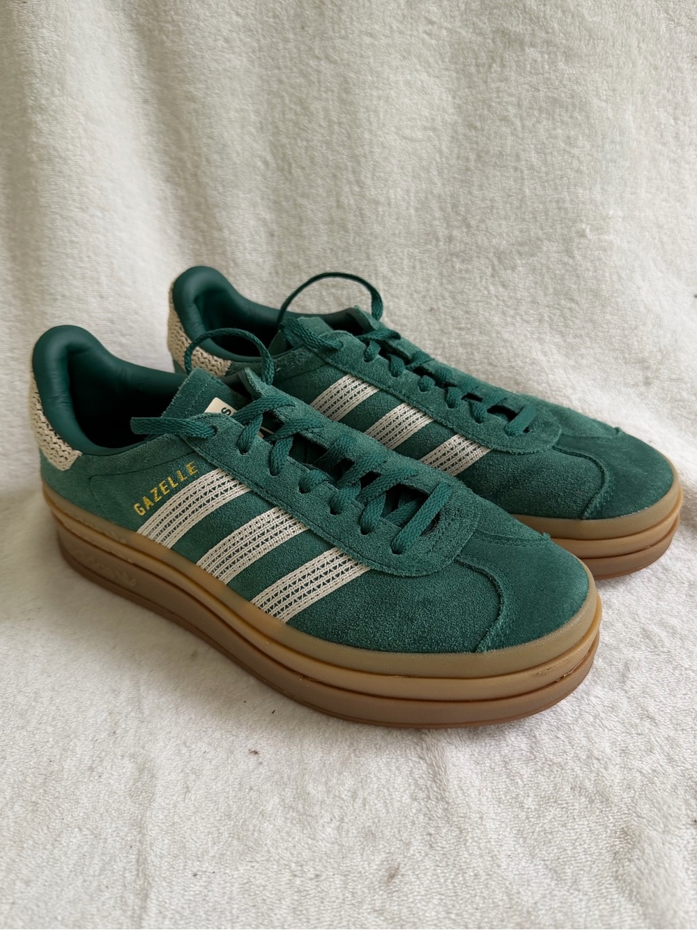 Adidas Gazelle Bold Collegiate Green Wonder White Platform Sneakers Size 8*